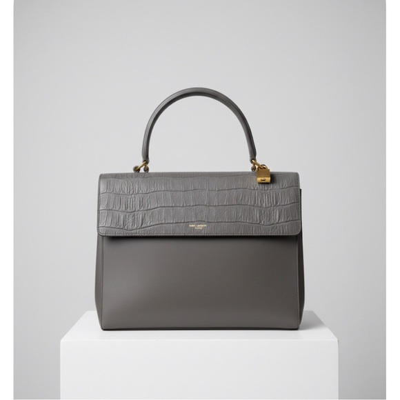Saint Laurent Handbags - Saint Laurent Croc-Embossed Gray Bag